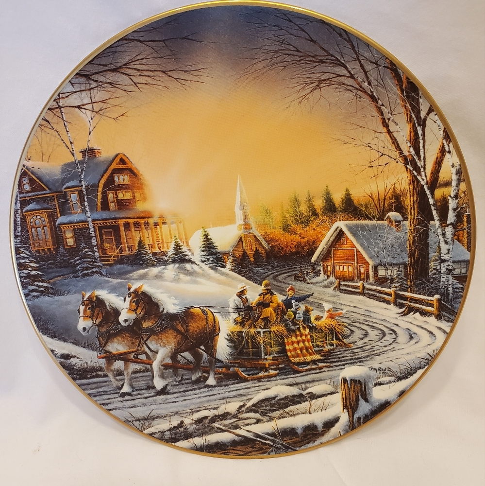 Terry Redlin Vtg 1992 Pleasures Of Winter Plate No 6067 Hadley House